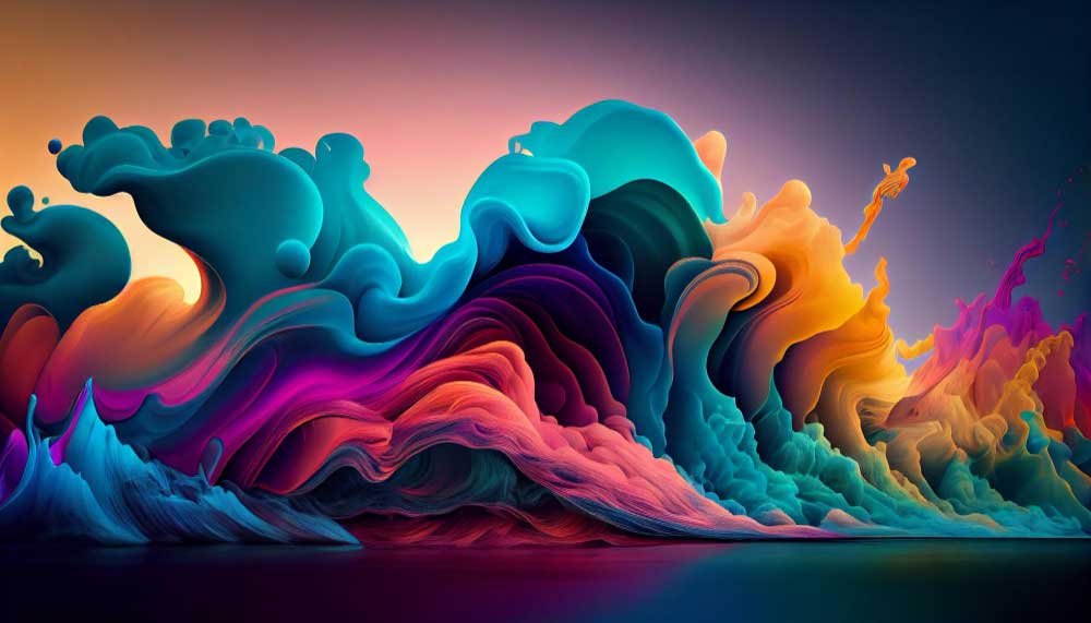 Vibrant colors flow in abstract wave pattern